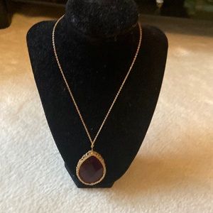 Gold Chain & Garnet Pendent